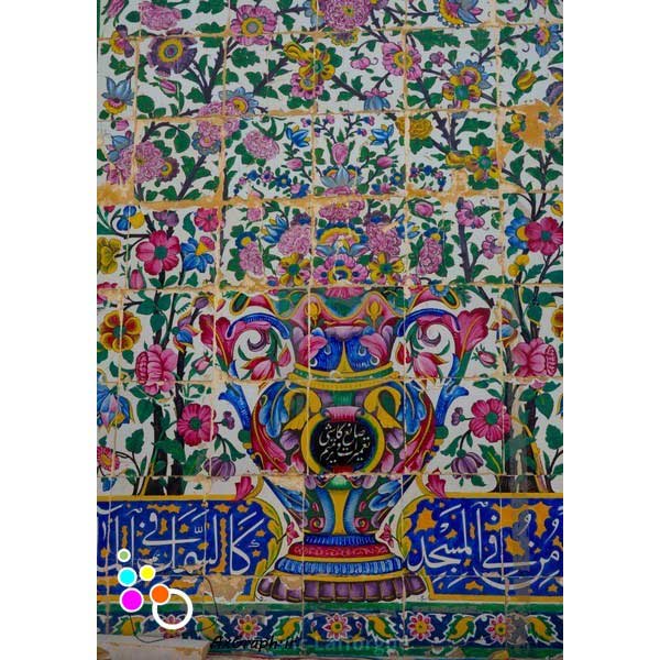 دانلود تصویر با کیفیت کاشی کاری مسجد با نقش گل و بوته-کد 6065