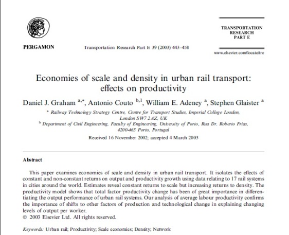 Economies of scale and density in urban rail transport