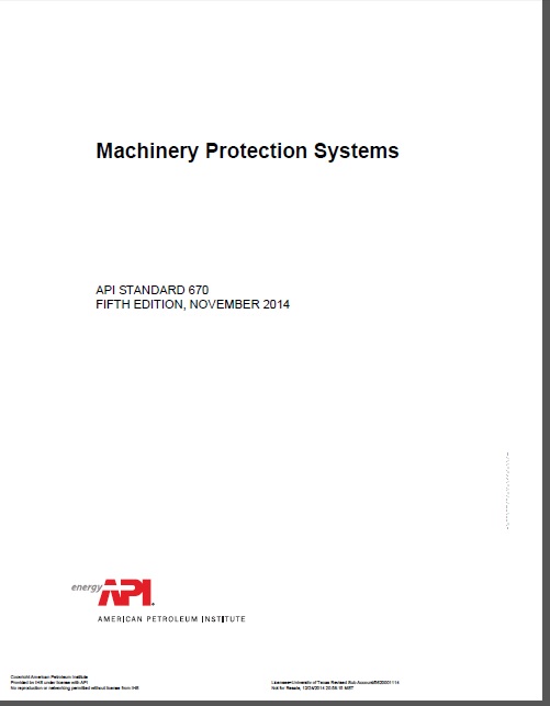 API Standard 670 (5thedition  2014 ) Machinery Protection Systems