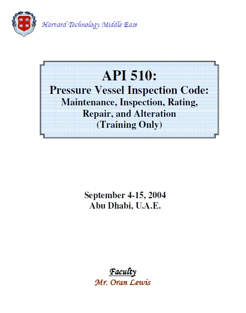 جزوه آموزشی API 510 - Pressure Vessel Inspection Code