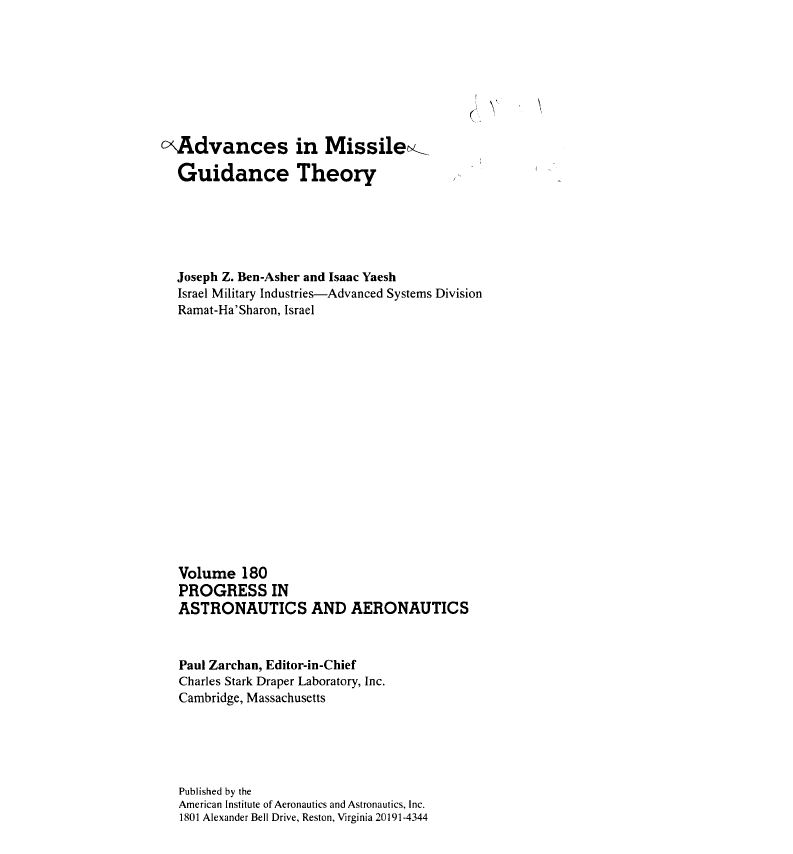 advances in Missile< Guidance Theory
