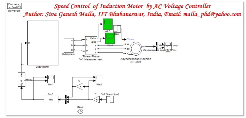 مدلسازی کنترل سرعت موتورالقایی به روش کنترل ولتاژ در نرم افزار متلب