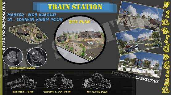 پروژه کامل ایستگاه راه آهن قطار-همراه با نقشه های 3dmax